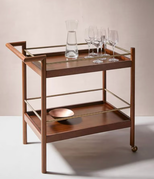 Carro de bar cocina Mid Century madera West Elm