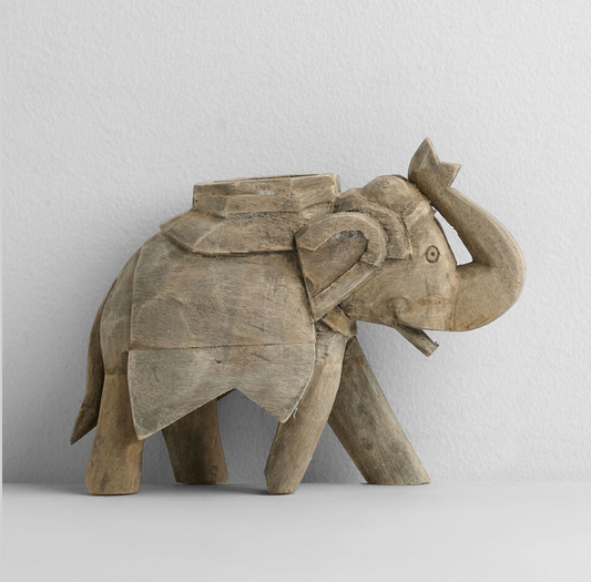 Creative Co-Op Figura decorativa de elefante en madera